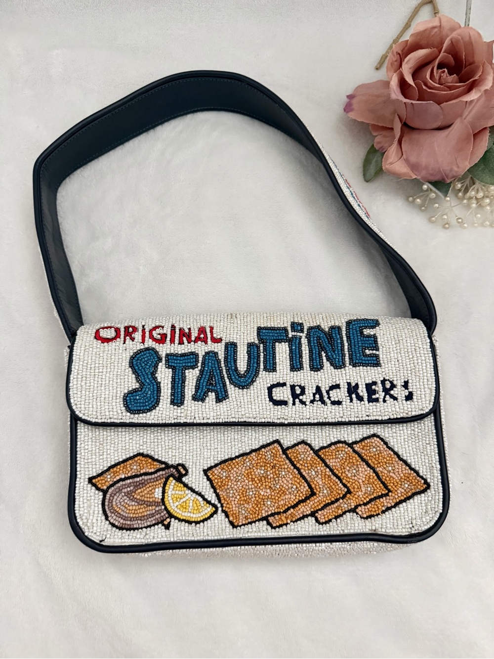 STAUD Tommy Stautines Beaded Shoulder Bag